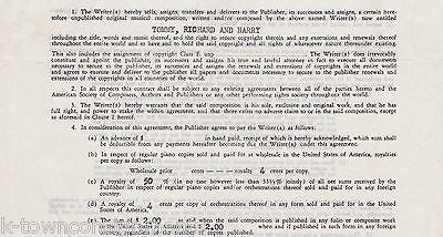 CHAMPION MUSIC NORMAN WIESTROER AUTOGRAPH SIGNED SONG-WRITER CONTRACT 1950s - K-townConsignments