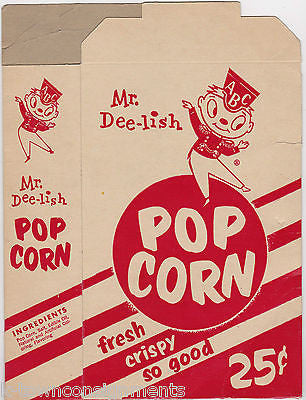Mr. DEE-LISH POPCORN VINTAGE MOVIE THEATRE GRAPHIC ADVERTISING POPCORN BOX - K-townConsignments