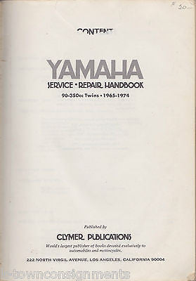 YAMAHA SERVICE REPAIR VINTAGE 90-350cc TWINS HANDBOOK 1974 - K-townConsignments