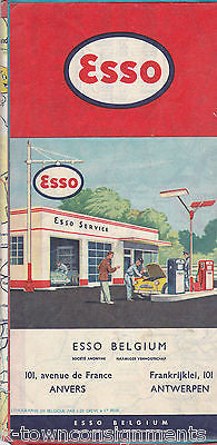 ESSO GASOLINE VINTAGE BELGIUM EUROPE GRAPHIC ADVERTISING MAP - K-townConsignments