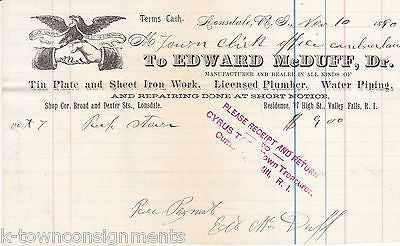 UNION IS STRENGTH ANTIQUE PATRIOTIC ENGRAVING STATIONERY 1890 RECIEPTS - K-townConsignments