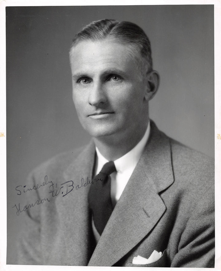 Hanson Baldwin NY Times Pulitzer Winning War Editor Vintage Autograph Signed Photo