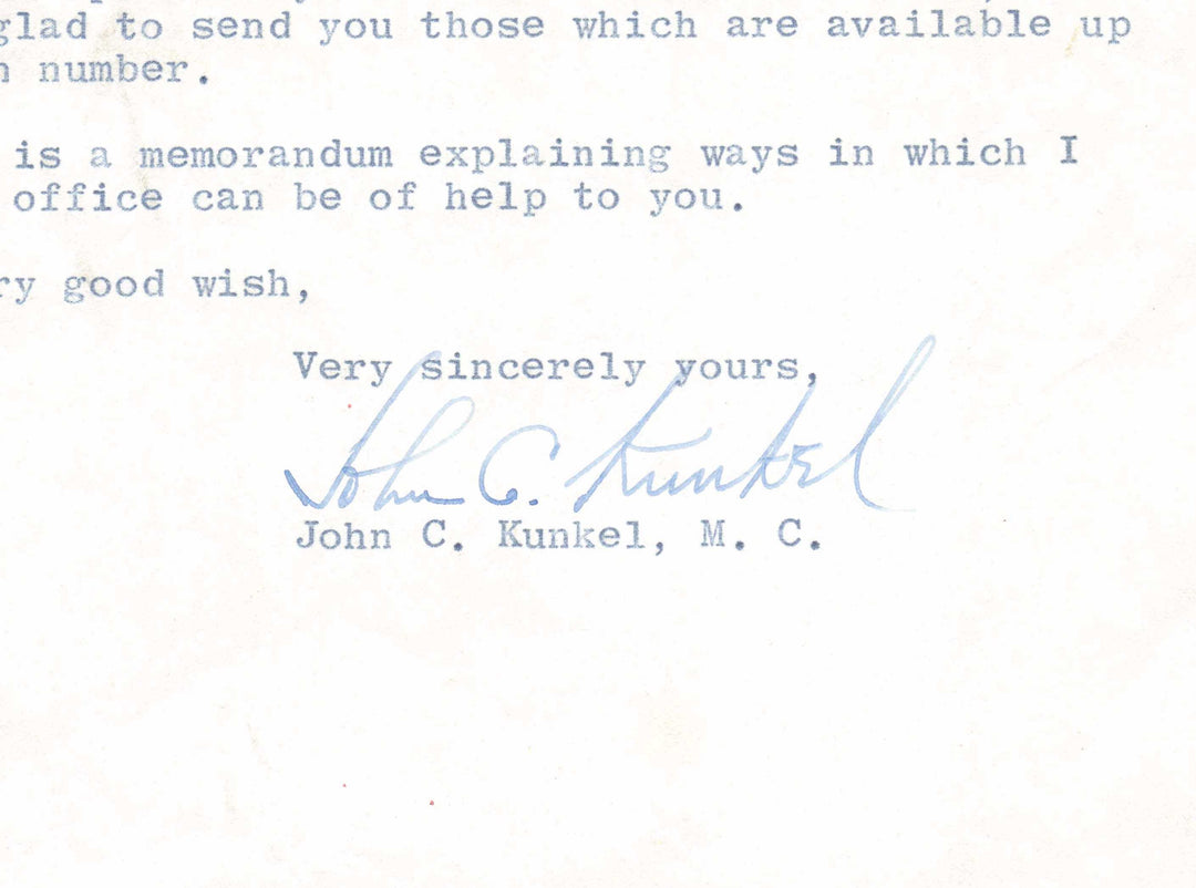 John Kunkel Pennsylvania Congress Autograph Signed Horticulture Letter 1963