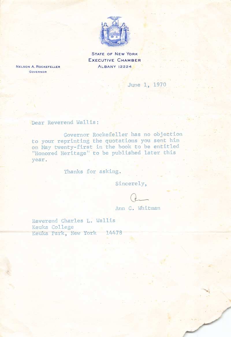 Ann Whitman Rockefeller & Eisenhower Secretary Autograph Signed Letter 1970