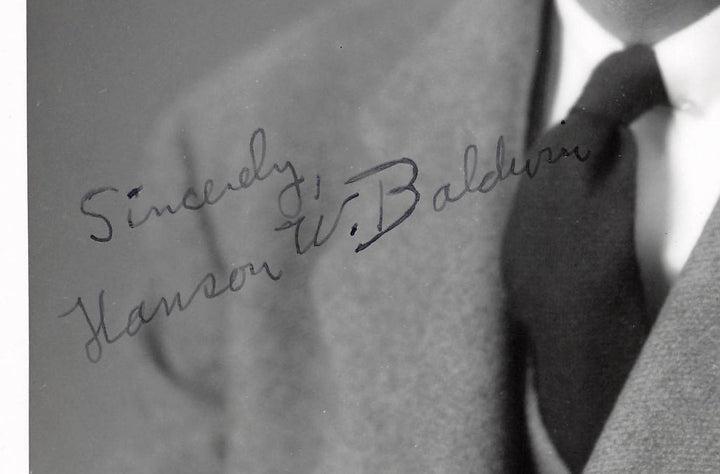 Hanson Baldwin NY Times Pulitzer Winning War Editor Vintage Autograph Signed Photo