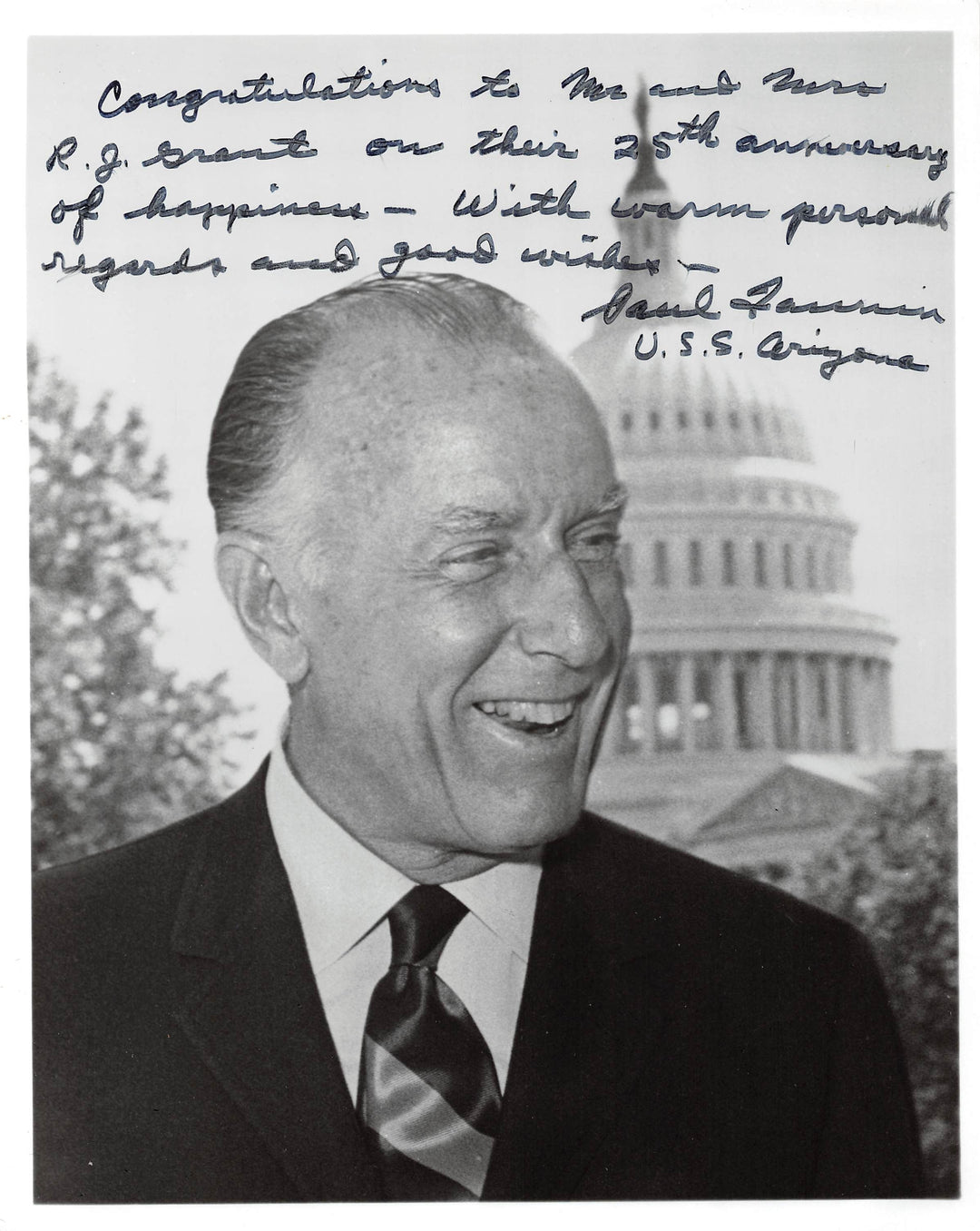Paul Fannin Arizona Senator and Governor Vintage Autograph Signed Photo