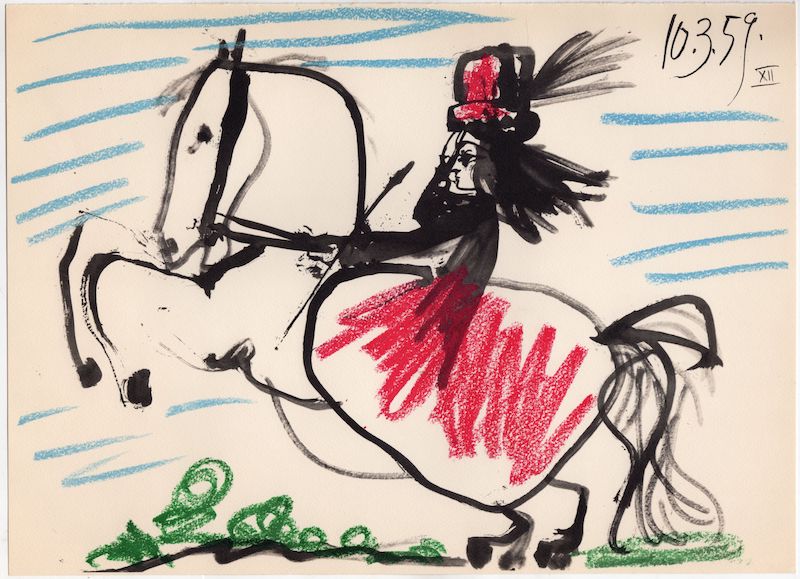 Jacqueline en Amazone Lady on Horseback Large Vintage Picasso Art Print 1961