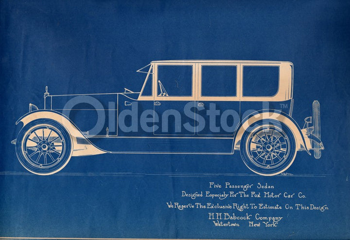 H.H. Babcock Fox Motor Car Sedan Antique Automobile Design Blueprint Poster 1922