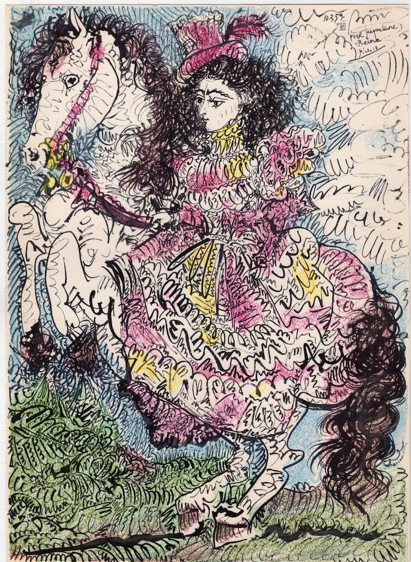 Pour Jacqueline Reine Lady on Horseback Large Vintage Picasso Art Print 1961