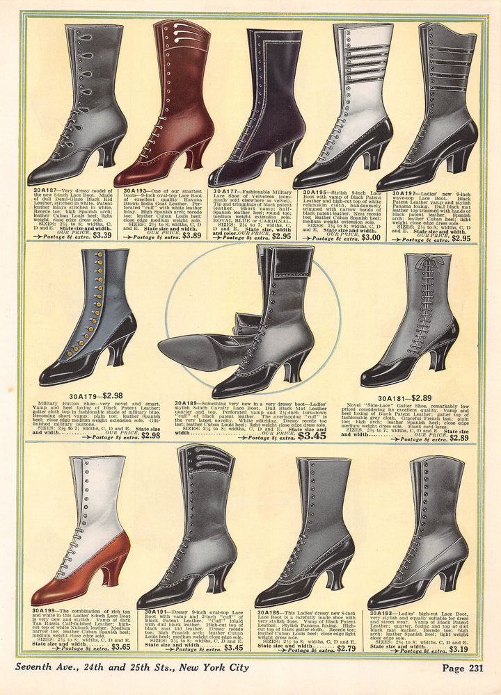 Victorian Women's Boots Shoes Antique Graphic Art Advertising Print 1914