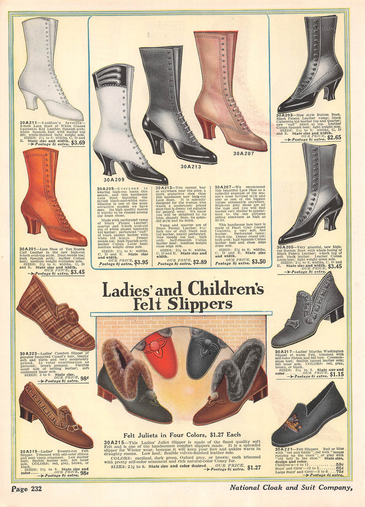 Victorian Women's Boots Shoes Antique Graphic Art Advertising Print 1914