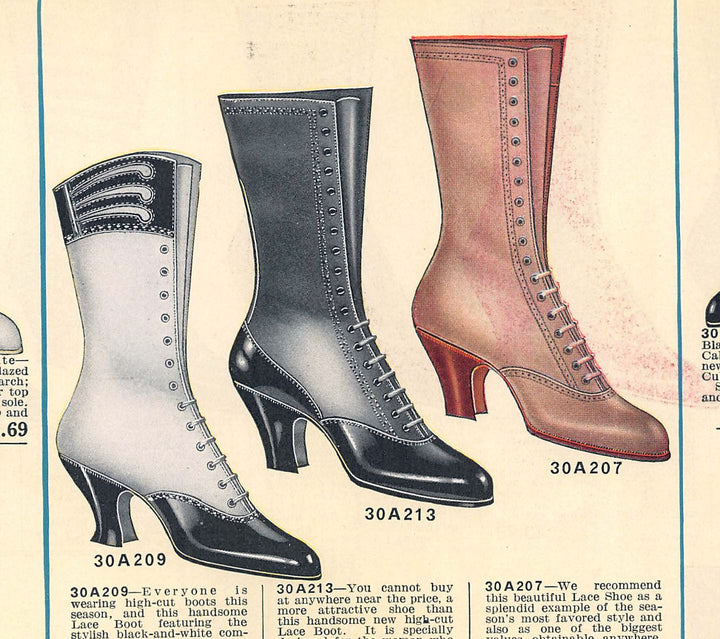 Victorian Women's Boots Shoes Antique Graphic Art Advertising Print 1914