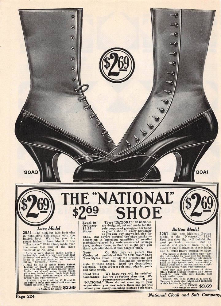 National Cloak & Suit Women's Shoes Antique Graphic Art Fashion Advertising Print 1914