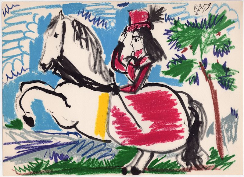 Jacqueline a Caballo Lady on Horseback Large Vintage Picasso Art Print 1961