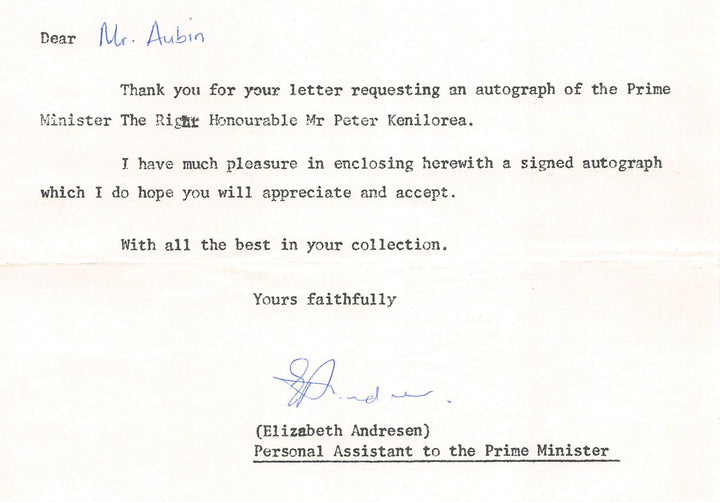 Peter Kenilorea Solomon Islands Prime Minister Autograph Signed Photo