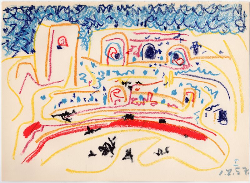 Plaza de Toros Bull Fighting Stadium Large Vintage Picasso Art Print 1961