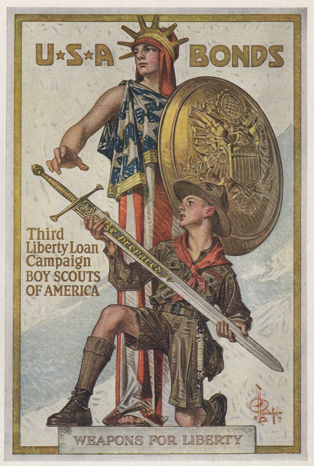Boys Scouts USA Liberty Bonds Vintage WWI Propaganda Poster Print