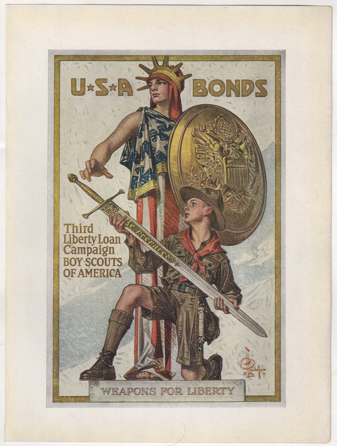 Boys Scouts USA Liberty Bonds Vintage WWI Propaganda Poster Print