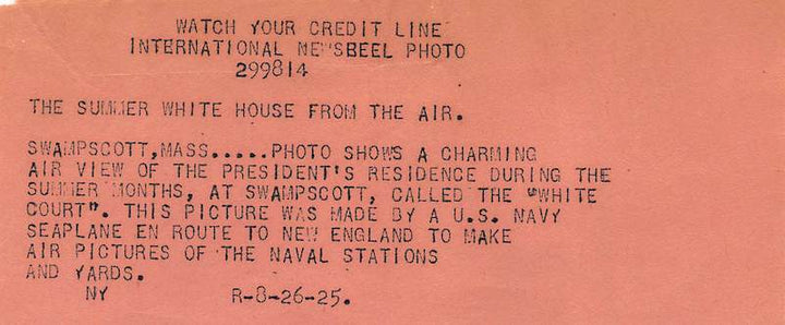 President Coolidge White House Retreat Swampscott Mass Antique Press Photo