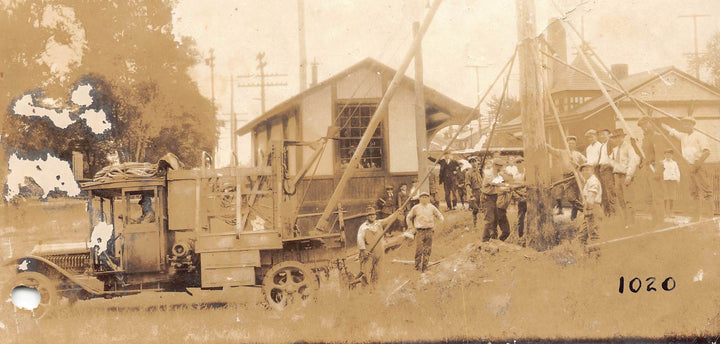 Early Telephone Pole Construction Crew Antique 1910s Occupational Photo