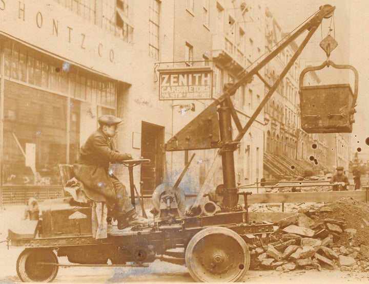Early Excavator Construction Machinery Detroit Michigan Antique Occupational Photo