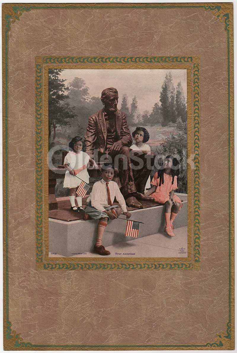 Abraham Lincoln Memorial Vintage African American Children Patriotic Poster Print