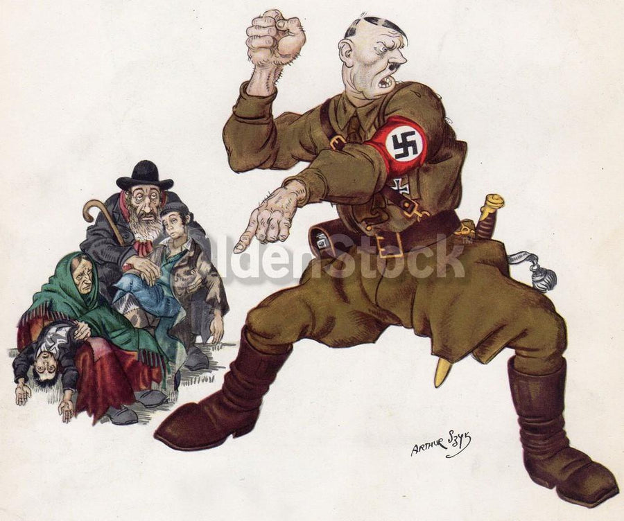 Adolf Hitler Intimidating Defenseless Families Vintage WWII Anti-Germa ...