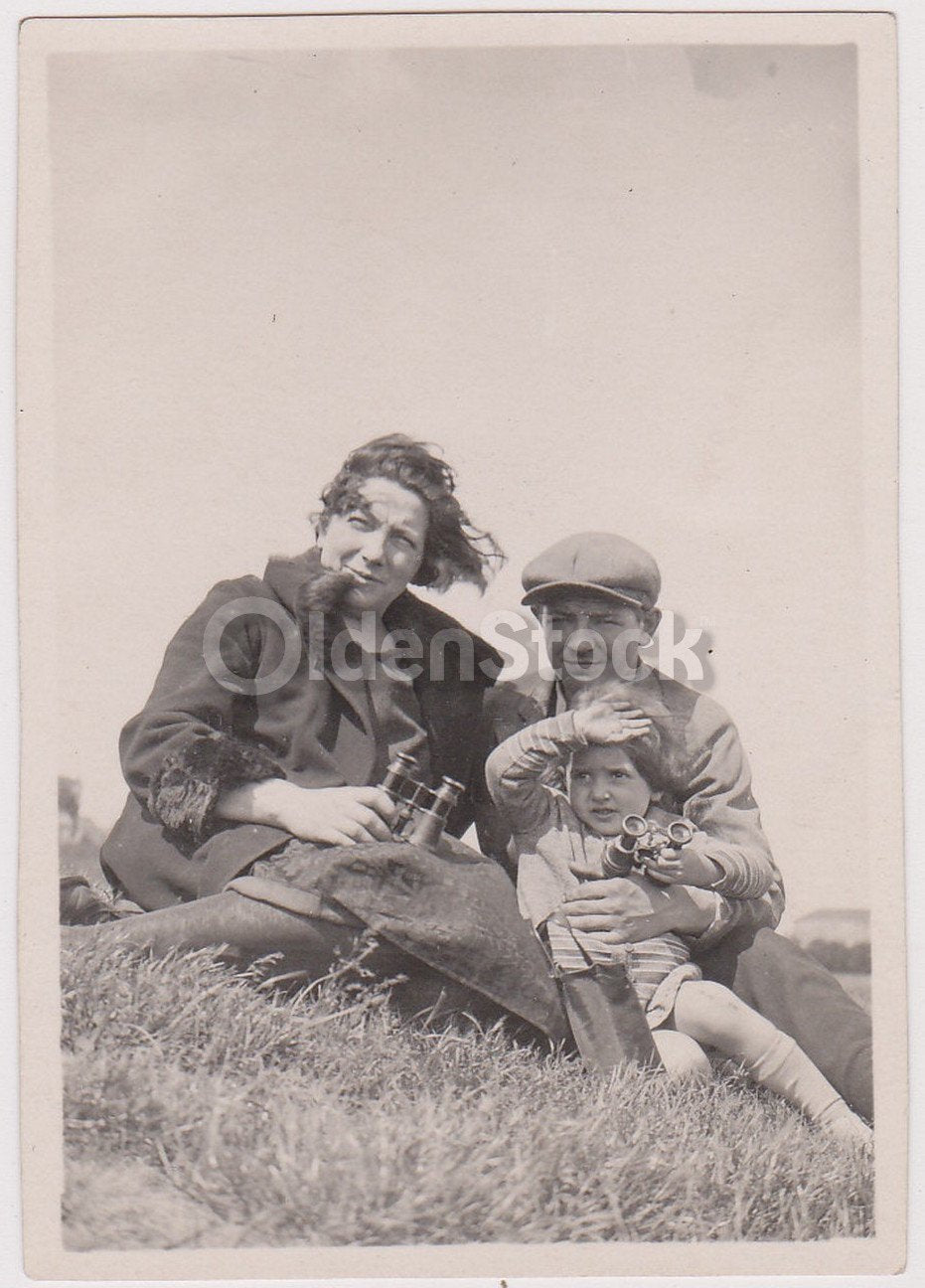Adventurous Little Girl Sightseeing with Mom & Dad Vintage Americana Snapshot Photo