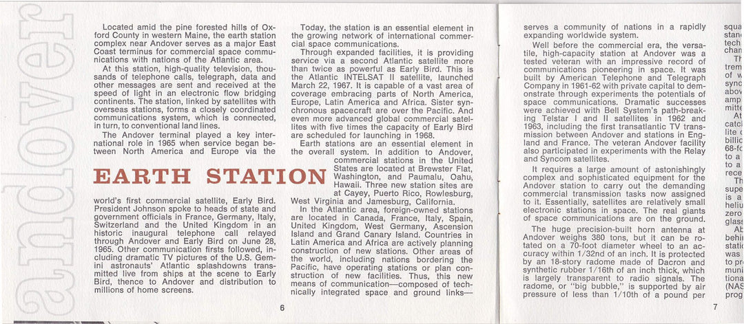 Andover Earth Station Bell AT&T Communications Telstar Satellites Vintage Promotional Brochure