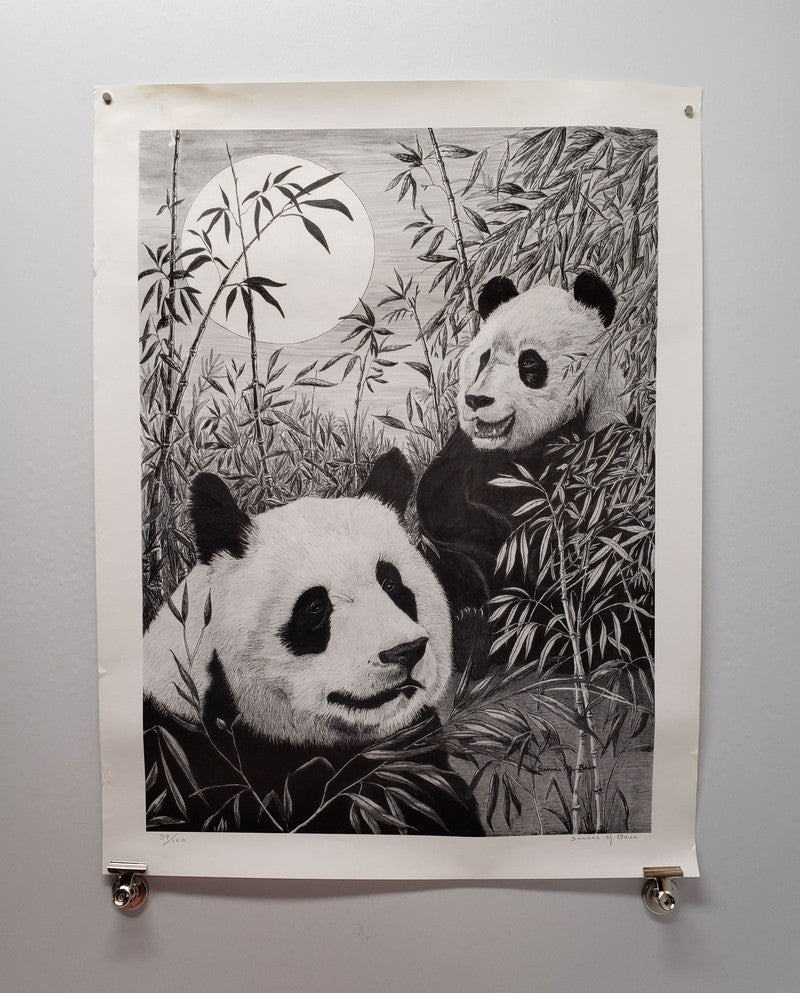 Chinese Panda Bears Limited Edition Art Print Poster Sandra Baum Artist Signed