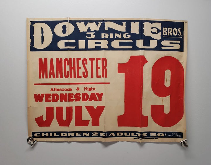 Downie Bros. Big 3 Ring Circus Manchester Vintage Advertising Circus Poster 1936