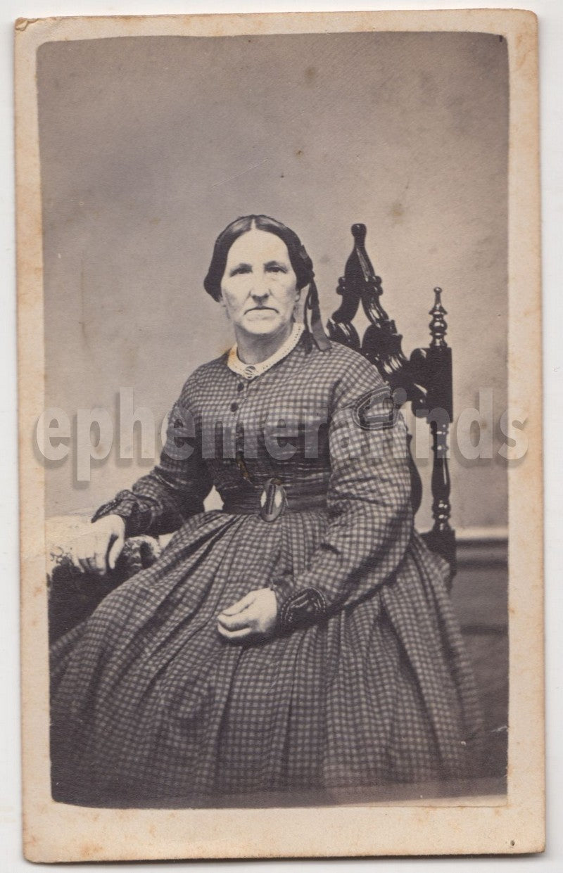 Civil War Era Beaver Dam Wisconsin Woman in Dress Antique CDV Photo Stamped
