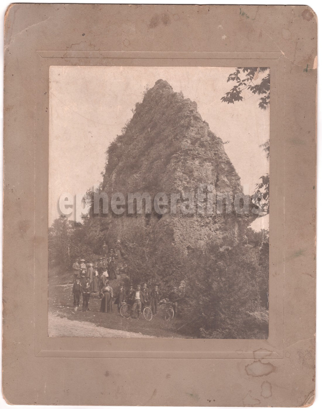 Mackinac Island Sugar Loaf Rock Michigan Large Antique Photo on Board