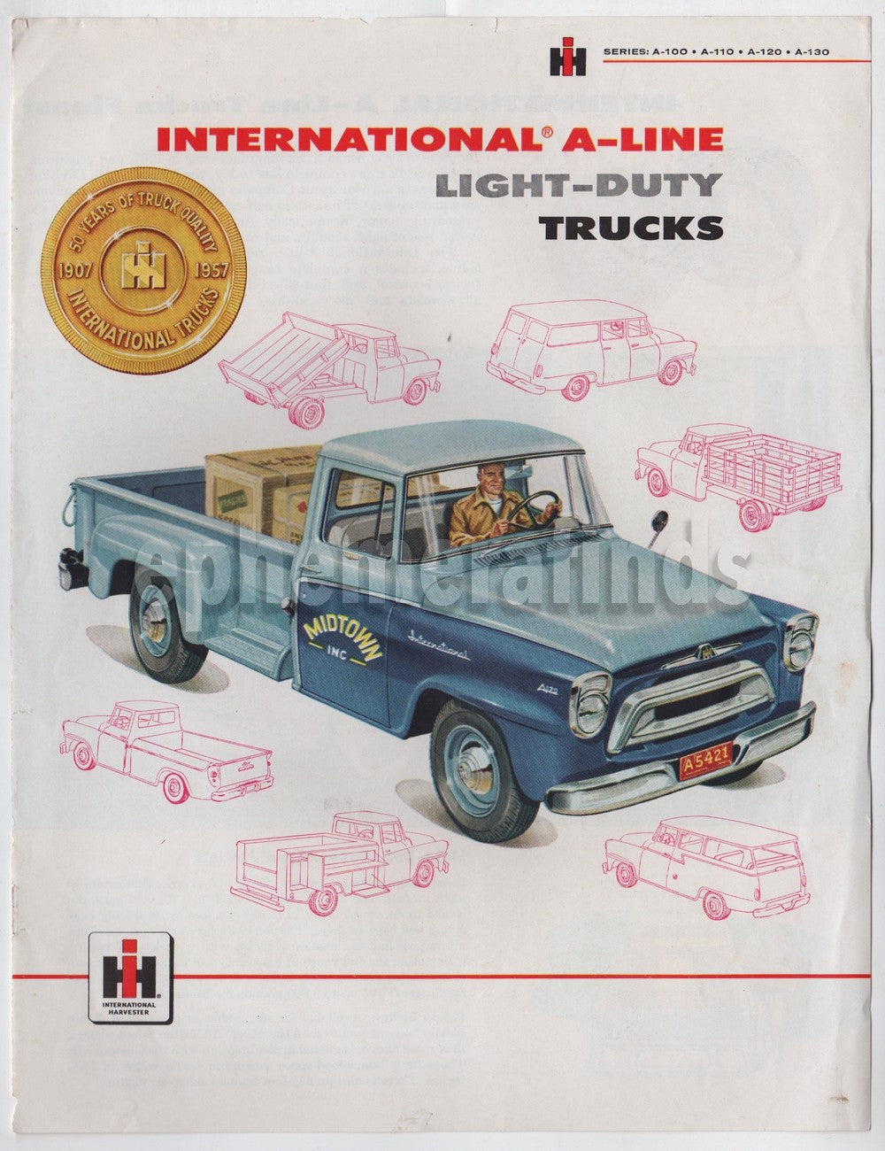 International Harvester Pick-up Work Trucks Vintage Graphic Advertising Brochure