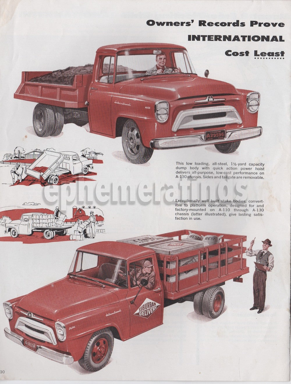 International Harvester Pick-up Work Trucks Vintage Graphic Advertising Brochure