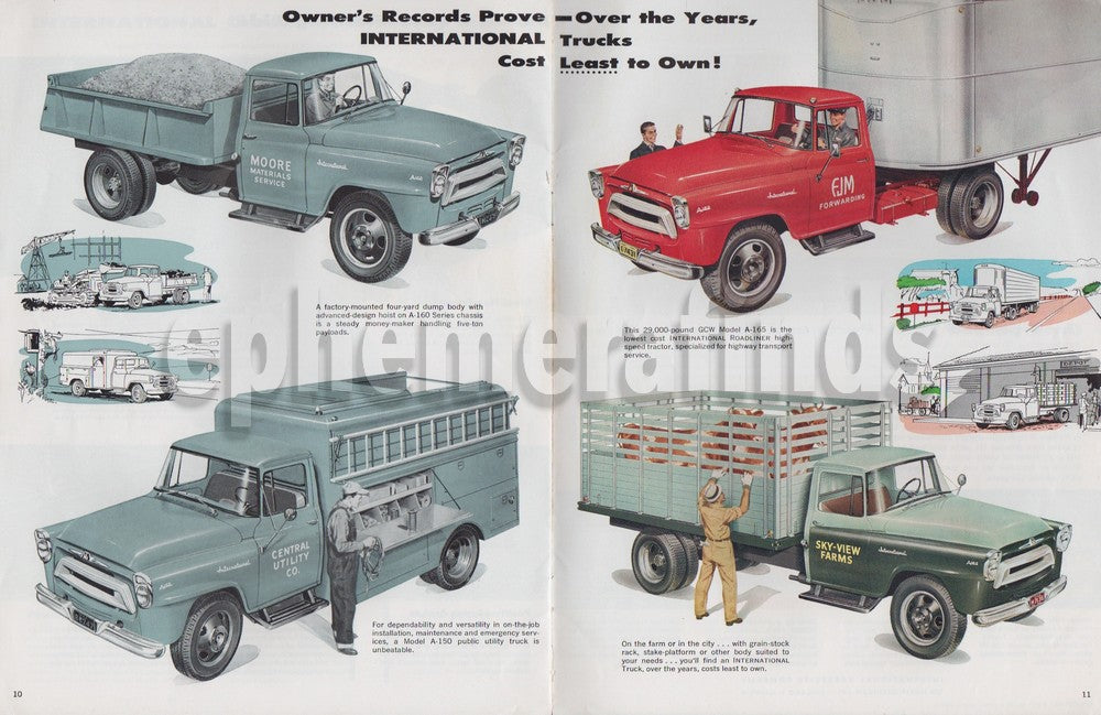 International Harvester Contractor Delivery Trucks Vintage Advertising Brochure