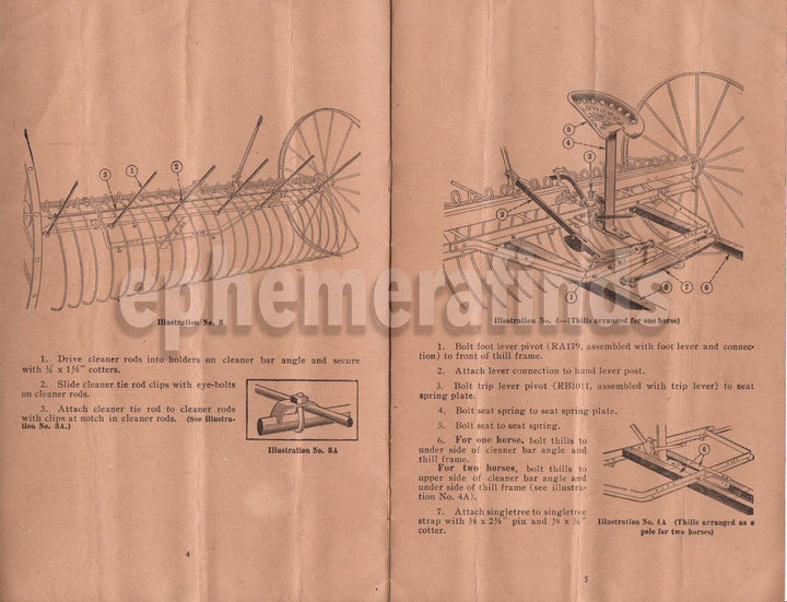McCormick Deering International Harvester Hay Rakes Antique Instruction Book