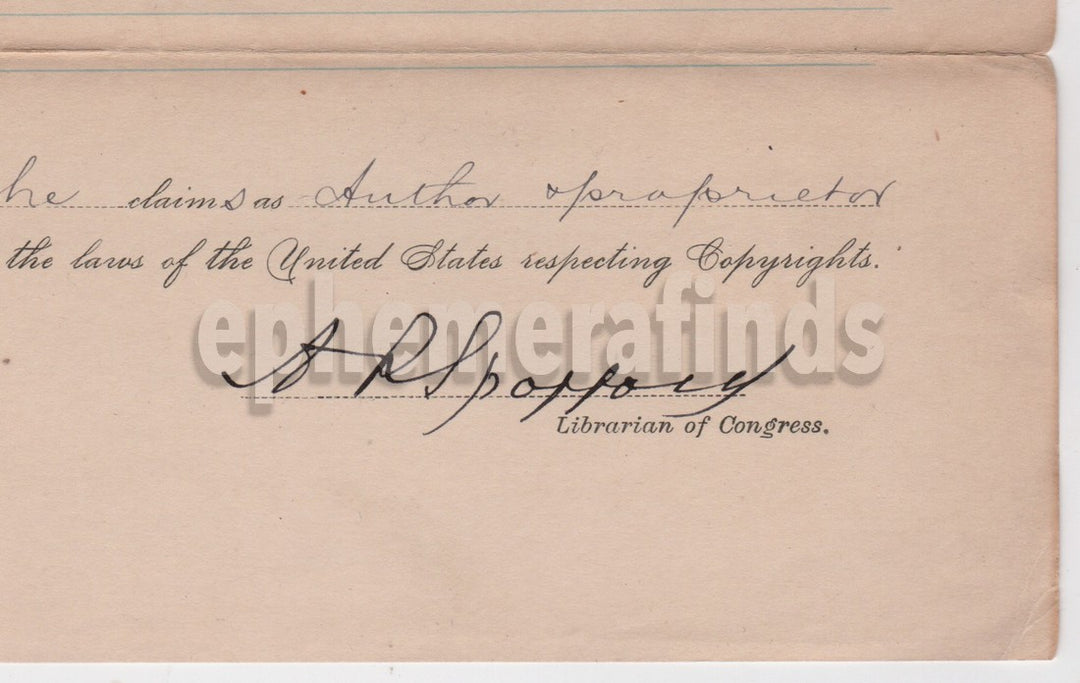 Ainsworth Spofford US Congress Librarian Antique Autograph Signed Document 1894
