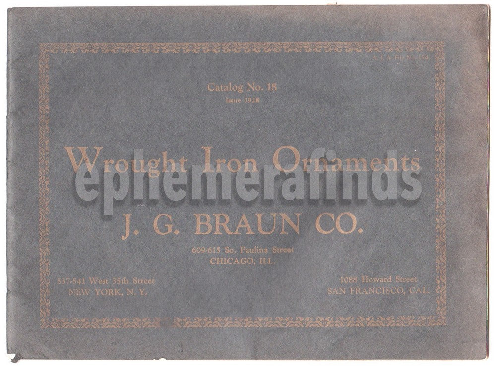 Braun Wrought Iron Ornaments Chicago IL Antique Sales Catalog Book