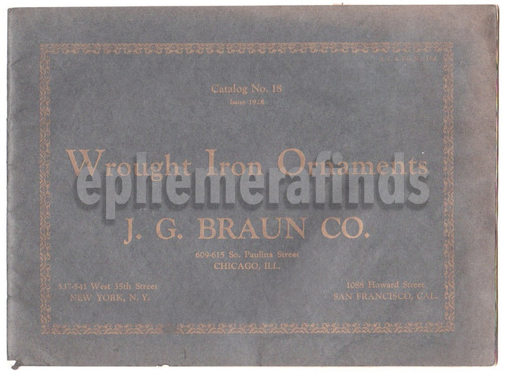 Braun Wrought Iron Ornaments Chicago IL Antique Sales Catalog Book