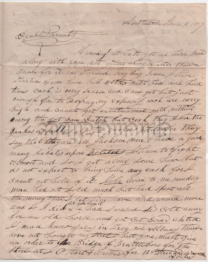Ezekiel Pierce Chesterfield NH Excellent Content Manuscript Letter 1837