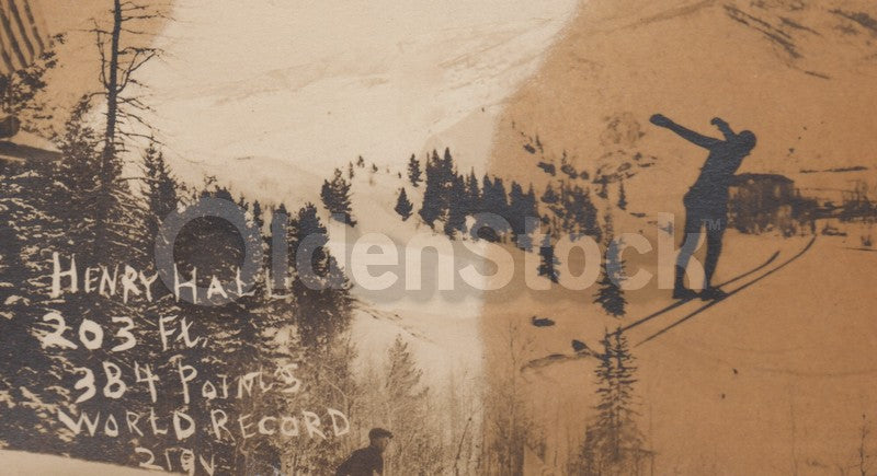 Henry Hall World Record Ski Jump Colorado Antique Real Photo Postcard