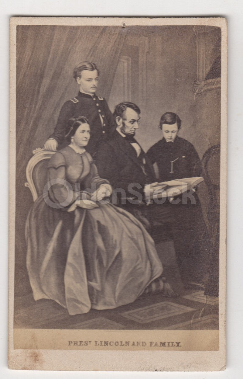 President Abraham Lincoln Mary Todd and Sons Antique CDV Photo