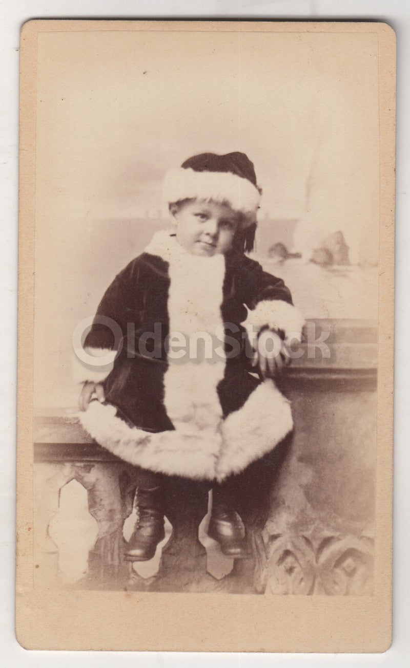 Baby Santa Claus Christmas Costume Detroit Michigan Antique CDV Photo