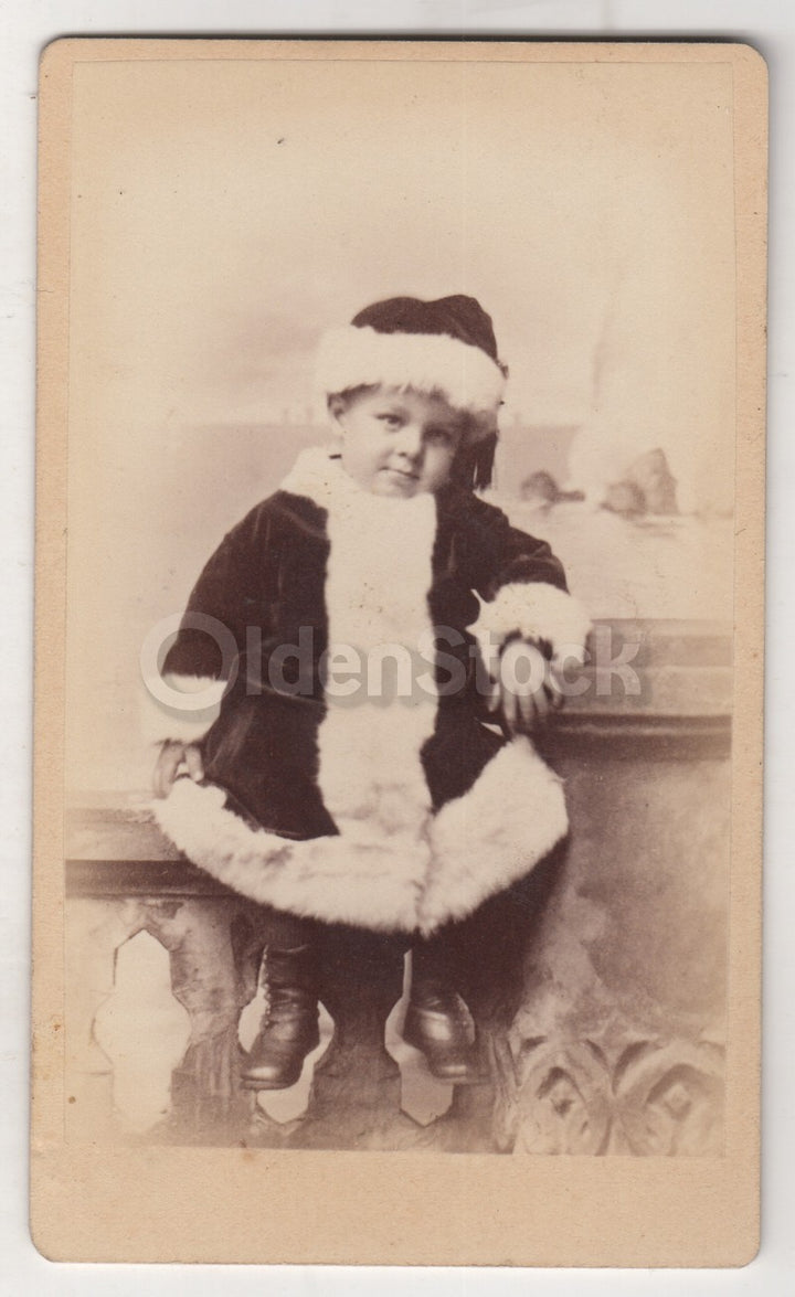 Baby Santa Claus Christmas Costume Detroit Michigan Antique CDV Photo