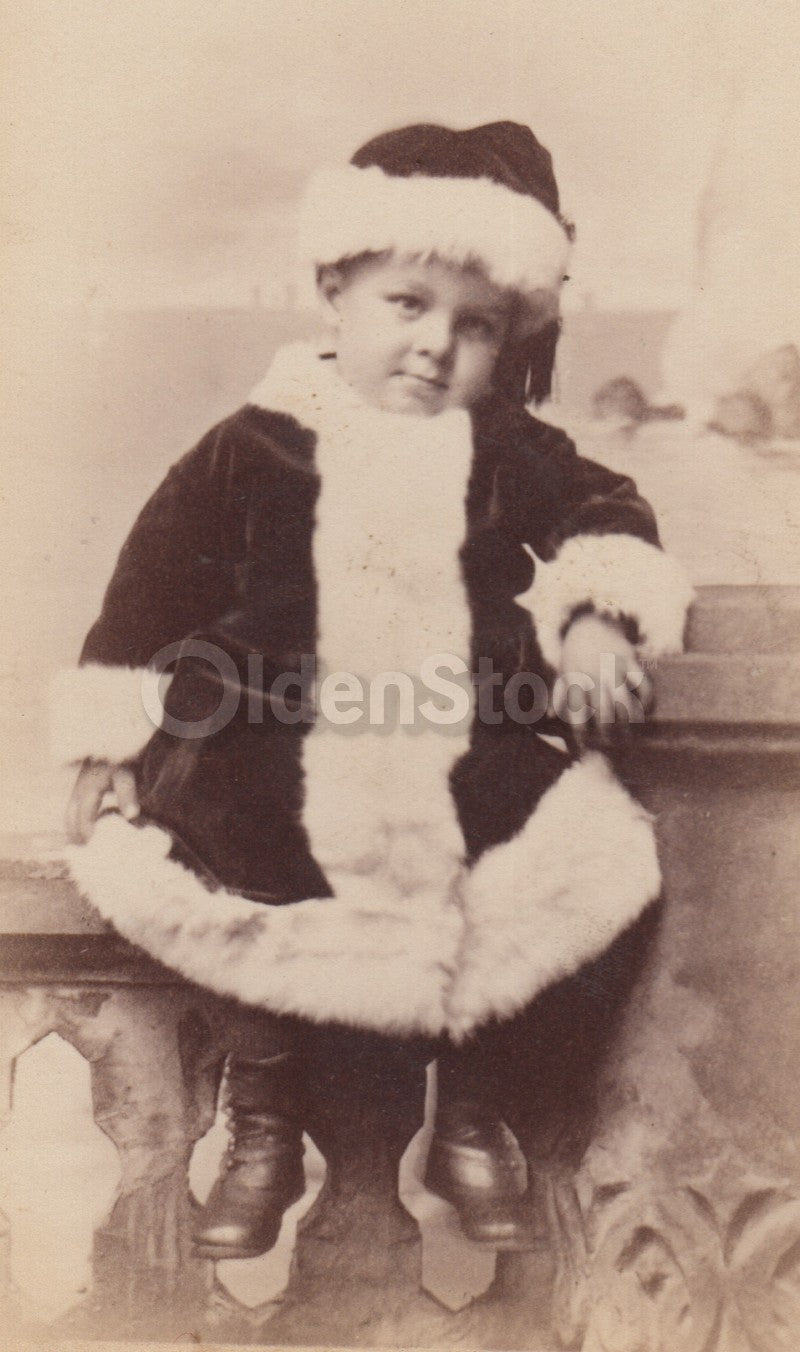 Baby Santa Claus Christmas Costume Detroit Michigan Antique CDV Photo