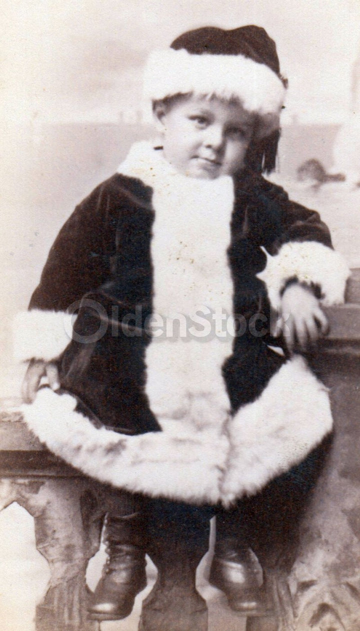 Baby Santa Claus Christmas Costume Detroit Michigan Antique CDV Photo