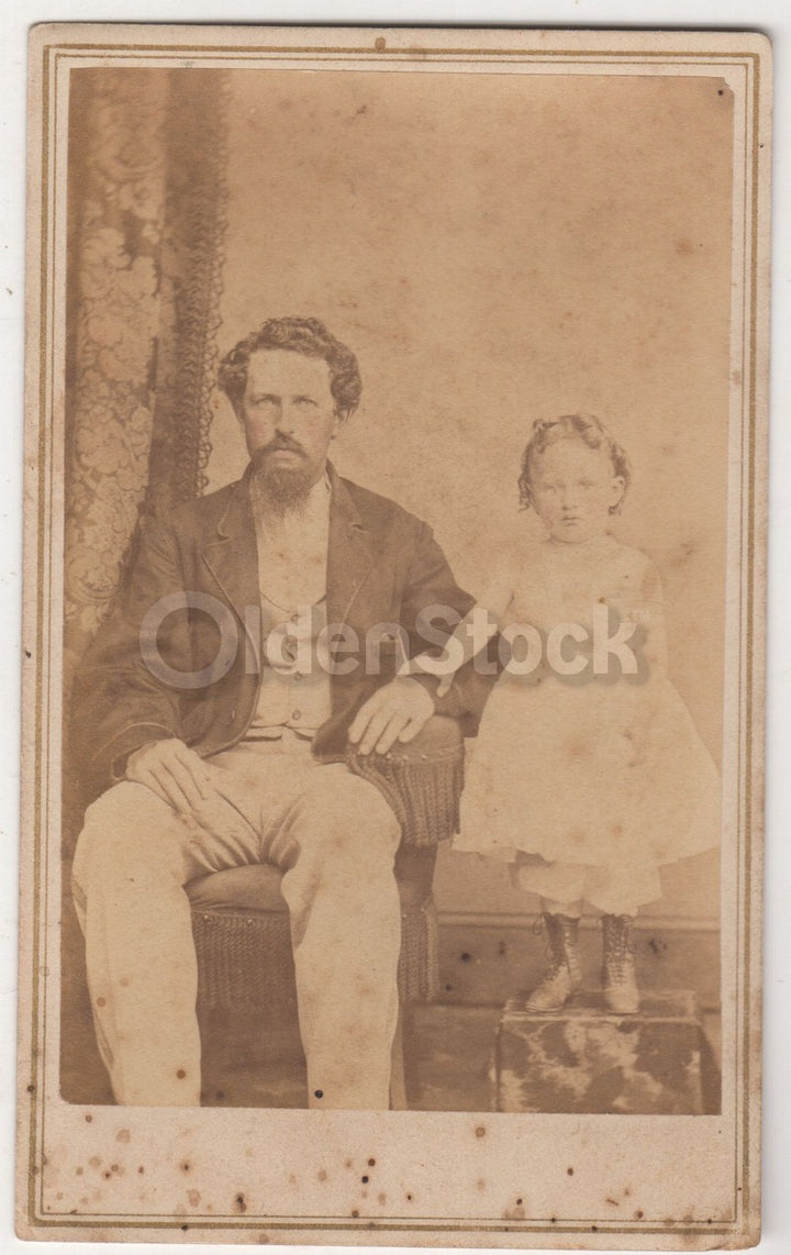 Father and Daughter Paddock Family Trenton NJ Antique CDV Photo