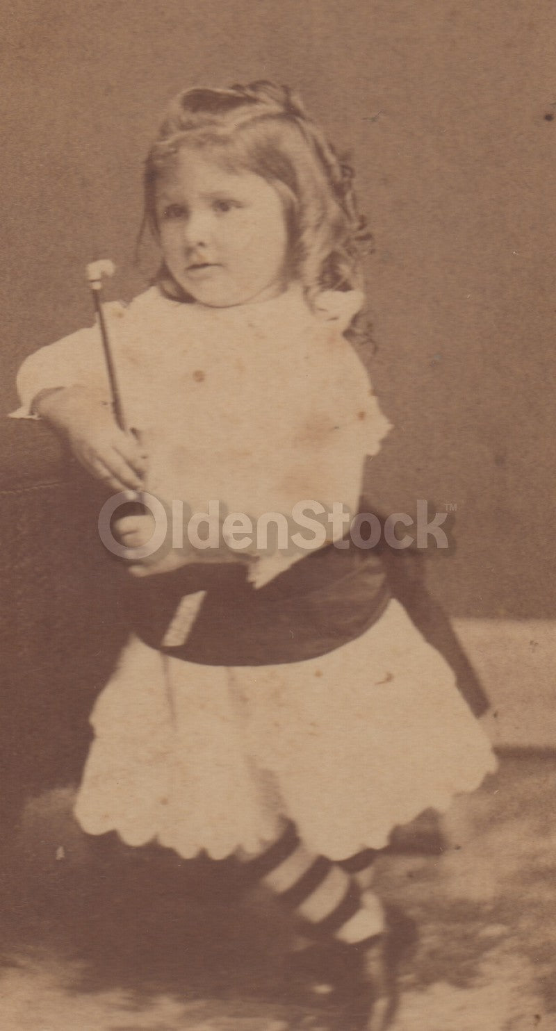 Cute Little Girl with Riding Crop Trenton NJ Antique CDV Photo