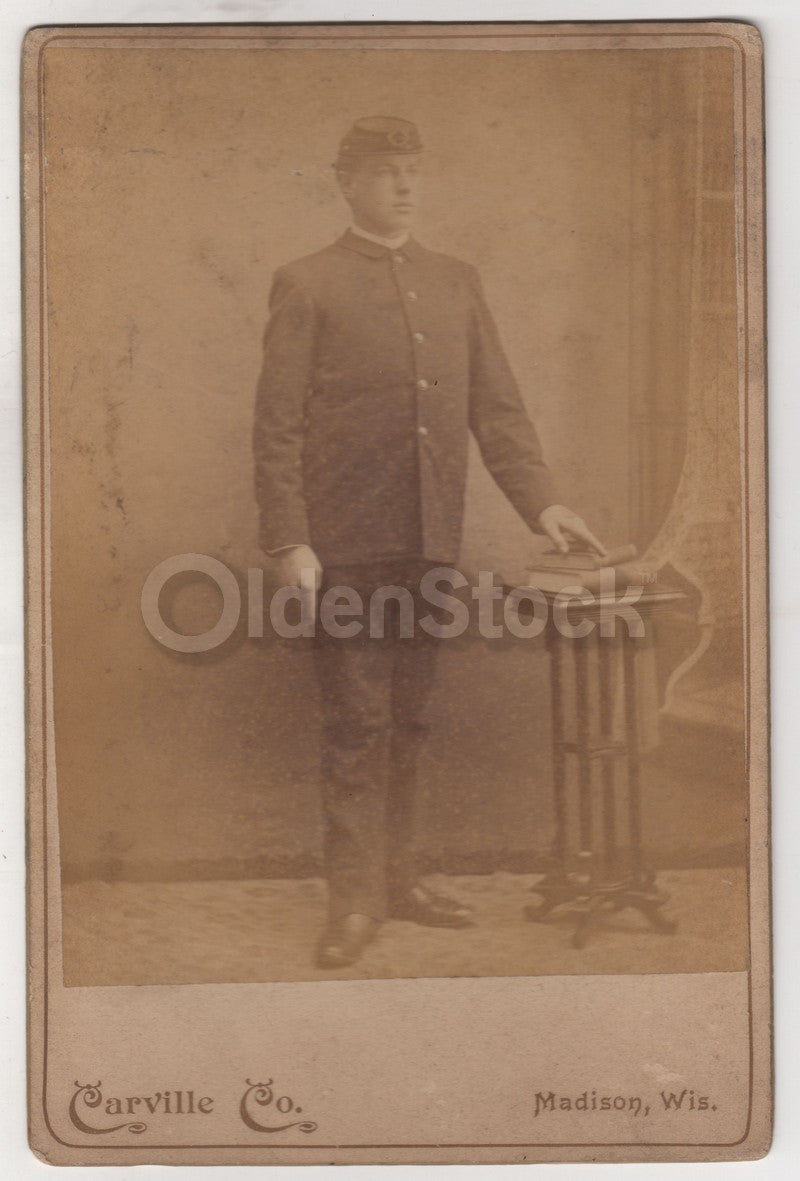 Madison Wisconsin Soldier in Uniform Antique Cabinet Card Photo by Carville